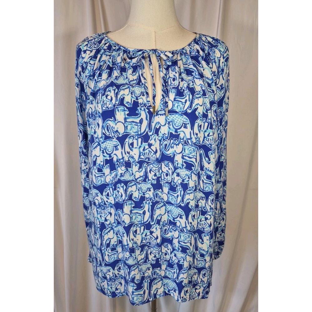 Lilly Pulitzer Dawn Blue Cotton Top XL - Picture 2 of 10